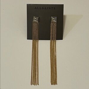 All Saints Gold Chain Fringe Earrings
